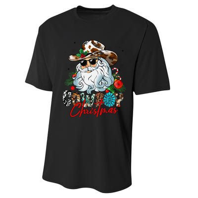 Retro Groovy Howdy Santa Christmas Cowboy Santa Xmas Costume Performance Sprint T-Shirt