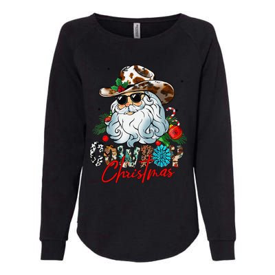 Retro Groovy Howdy Santa Christmas Cowboy Santa Xmas Costume Womens California Wash Sweatshirt