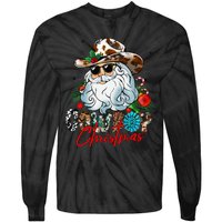 Retro Groovy Howdy Santa Christmas Cowboy Santa Xmas Costume Tie-Dye Long Sleeve Shirt