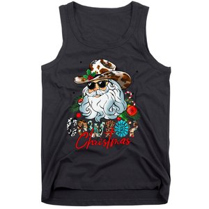 Retro Groovy Howdy Santa Christmas Cowboy Santa Xmas Costume Tank Top