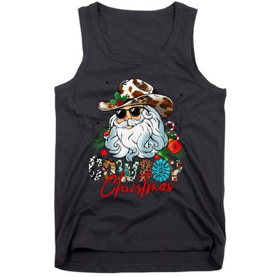 Retro Groovy Howdy Santa Christmas Cowboy Santa Xmas Costume Tank Top