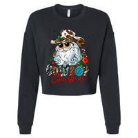 Retro Groovy Howdy Santa Christmas Cowboy Santa Xmas Costume Cropped Pullover Crew