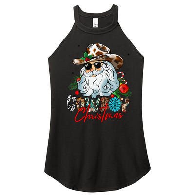 Retro Groovy Howdy Santa Christmas Cowboy Santa Xmas Costume Women's Perfect Tri Rocker Tank