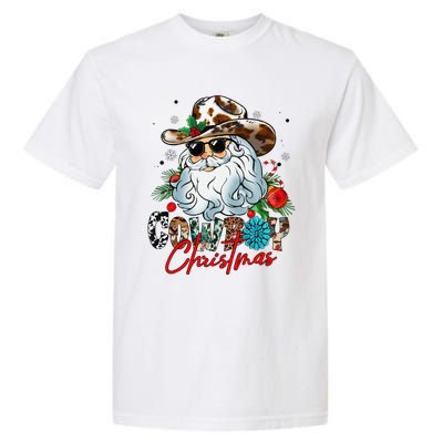 Retro Groovy Howdy Santa Christmas Cowboy Santa Xmas Costume Garment-Dyed Heavyweight T-Shirt