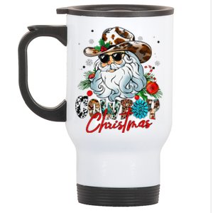 Retro Groovy Howdy Santa Christmas Cowboy Santa Xmas Costume Stainless Steel Travel Mug