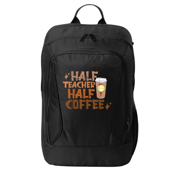 Retro Groovy Half Teacher Half Coffee Happy Teacher's Day City Backpack