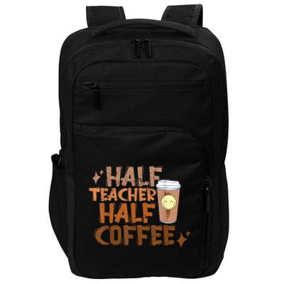 Retro Groovy Half Teacher Half Coffee Happy Teacher's Day Impact Tech Backpack