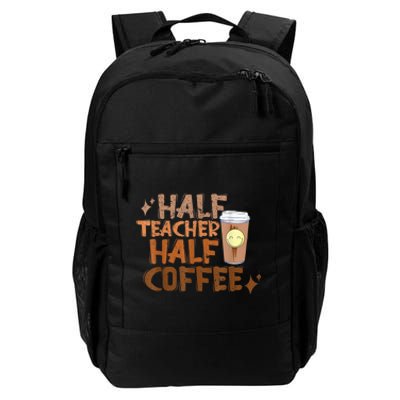 Retro Groovy Half Teacher Half Coffee Happy Teacher's Day Daily Commute Backpack