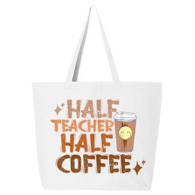 Retro Groovy Half Teacher Half Coffee Happy Teacher's Day 25L Jumbo Tote