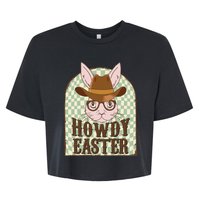 Retro Groovy Howdy Easter Funny Cow Rabbit Easter Day Bella+Canvas Jersey Crop Tee