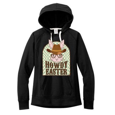 Retro Groovy Howdy Easter Funny Cow Rabbit Easter Day Women's Fleece Hoodie