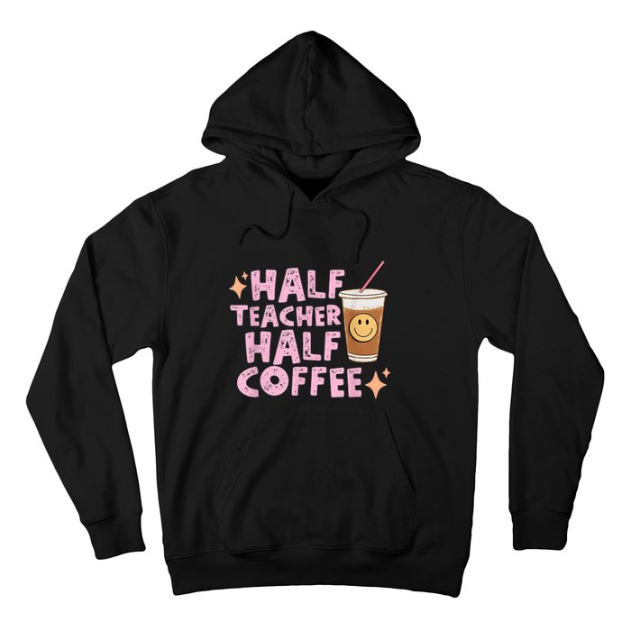 Retro Groovy Half Teacher Half Coffee Happy Teacher's Day Hoodie