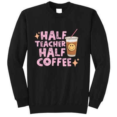 Retro Groovy Half Teacher Half Coffee Happy Teacher's Day Sweatshirt