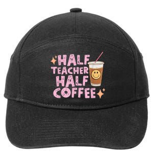 Retro Groovy Half Teacher Half Coffee Happy Teacher's Day 7-Panel Snapback Hat