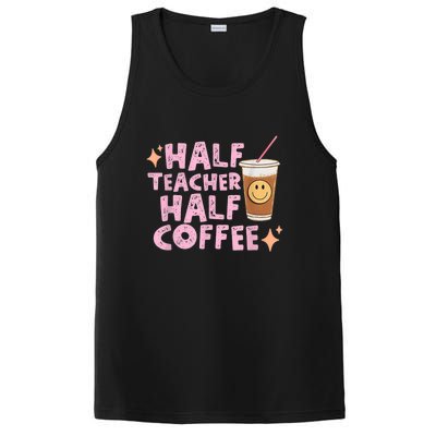 Retro Groovy Half Teacher Half Coffee Happy Teacher's Day PosiCharge Competitor Tank