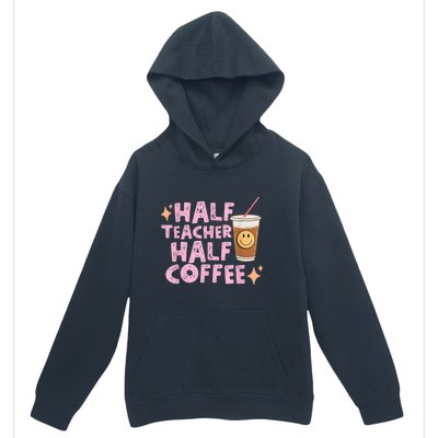 Retro Groovy Half Teacher Half Coffee Happy Teacher's Day Urban Pullover Hoodie