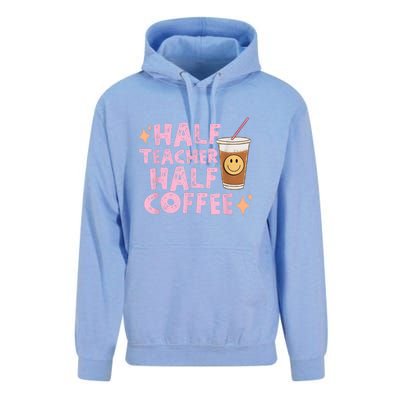 Retro Groovy Half Teacher Half Coffee Happy Teacher's Day Unisex Surf Hoodie