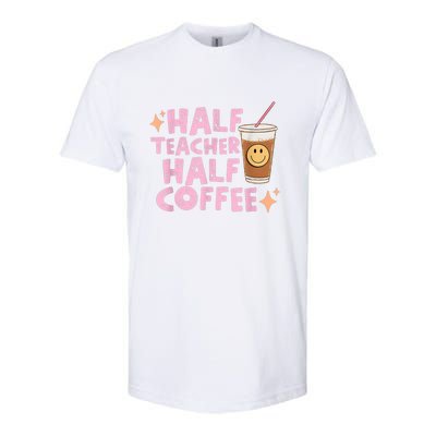 Retro Groovy Half Teacher Half Coffee Happy Teacher's Day Softstyle CVC T-Shirt