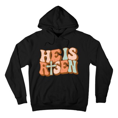 Retro Groovy He Is Risen Jesus Religious Easter Christians Hoodie