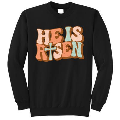 Retro Groovy He Is Risen Jesus Religious Easter Christians Sweatshirt