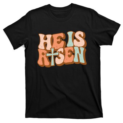 Retro Groovy He Is Risen Jesus Religious Easter Christians T-Shirt