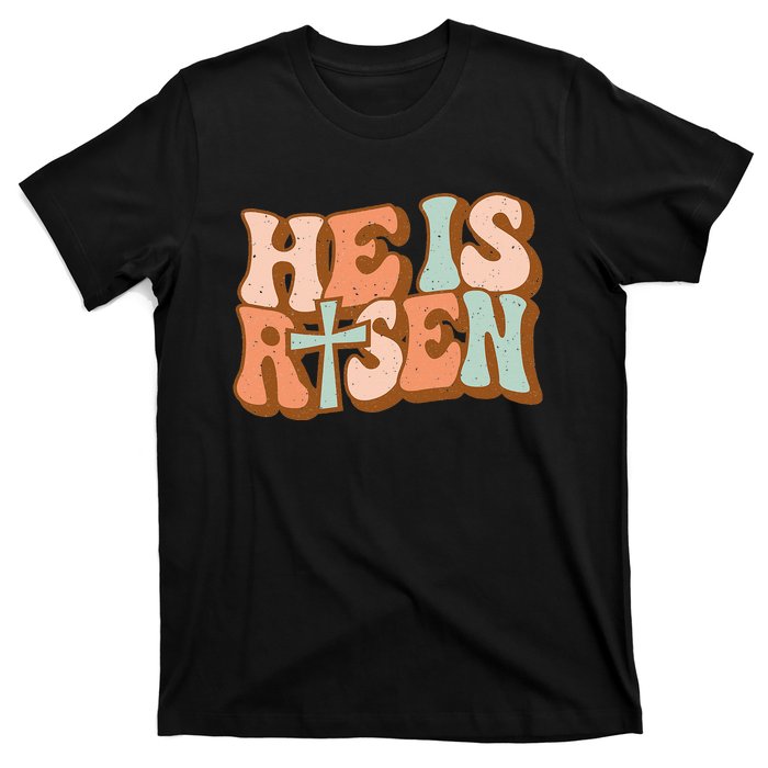 Retro Groovy He Is Risen Jesus Religious Easter Christians T-Shirt