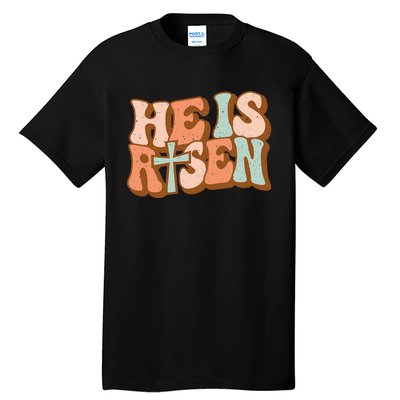 Retro Groovy He Is Risen Jesus Religious Easter Christians Tall T-Shirt