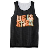 Retro Groovy He Is Risen Jesus Religious Easter Christians Mesh Reversible Basketball Jersey Tank