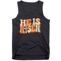 Retro Groovy He Is Risen Jesus Religious Easter Christians Tank Top