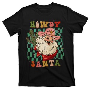 Retro Groovy Howdy Santa Christmas Cowboy Santa Xmas Costume T-Shirt