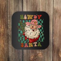 Retro Groovy Howdy Santa Christmas Cowboy Santa Xmas Costume Coaster