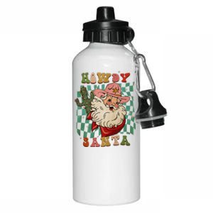 Retro Groovy Howdy Santa Christmas Cowboy Santa Xmas Costume Aluminum Water Bottle