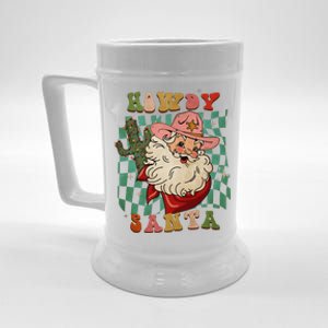 Retro Groovy Howdy Santa Christmas Cowboy Santa Xmas Costume Beer Stein