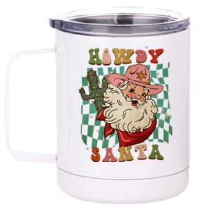 Retro Groovy Howdy Santa Christmas Cowboy Santa Xmas Costume 12 oz Stainless Steel Tumbler Cup