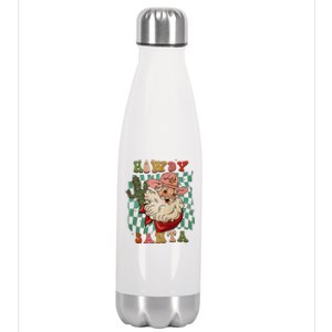 Retro Groovy Howdy Santa Christmas Cowboy Santa Xmas Costume Stainless Steel Insulated Water Bottle