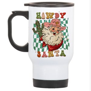 Retro Groovy Howdy Santa Christmas Cowboy Santa Xmas Costume Stainless Steel Travel Mug