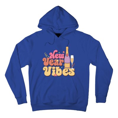 Retro Groovy Happy New Year Vibes Party Funny Hello 2024 Funny Gift Hoodie