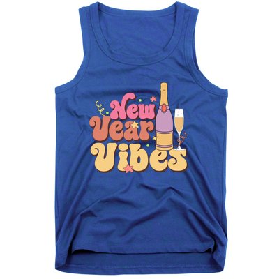 Retro Groovy Happy New Year Vibes Party Funny Hello 2024 Funny Gift Tank Top