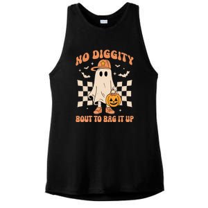 Retro Groovy Halloween Ghost No Diggity Bout To Bag It Up Gift Ladies PosiCharge Tri-Blend Wicking Tank