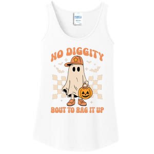 Retro Groovy Halloween Ghost No Diggity Bout To Bag It Up Gift Ladies Essential Tank