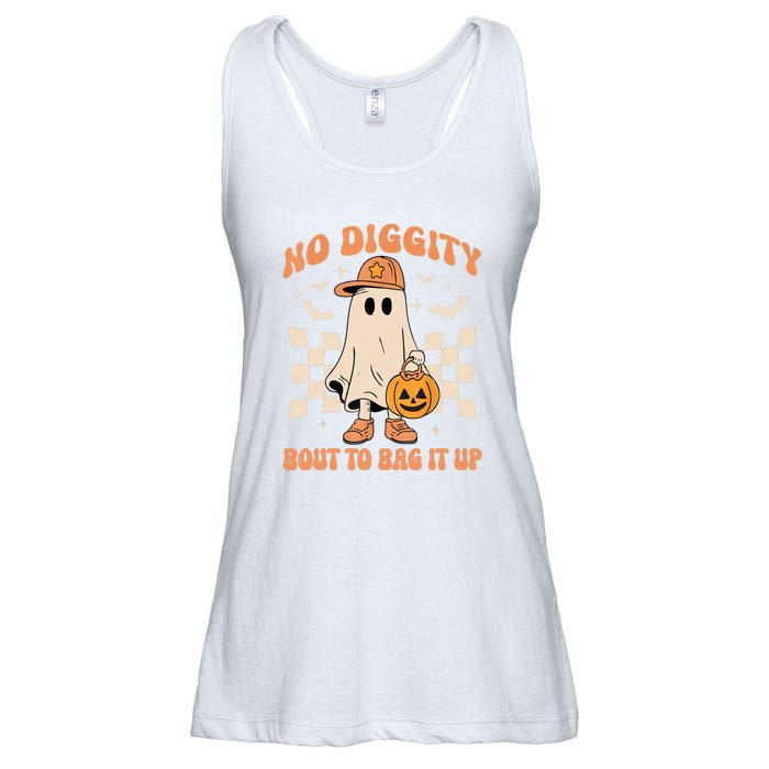 Retro Groovy Halloween Ghost No Diggity Bout To Bag It Up Gift Ladies Essential Flowy Tank