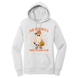 Retro Groovy Halloween Ghost No Diggity Bout To Bag It Up Gift Women's Pullover Hoodie