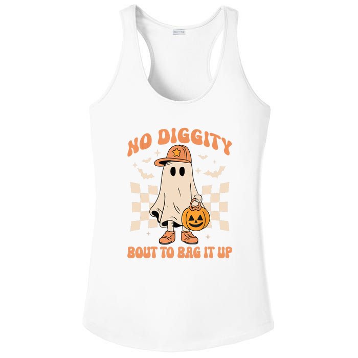 Retro Groovy Halloween Ghost No Diggity Bout To Bag It Up Gift Ladies PosiCharge Competitor Racerback Tank