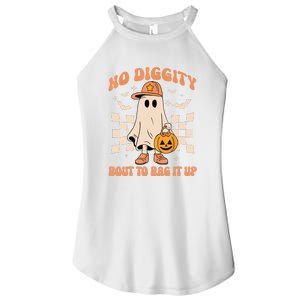 Retro Groovy Halloween Ghost No Diggity Bout To Bag It Up Gift Women's Perfect Tri Rocker Tank