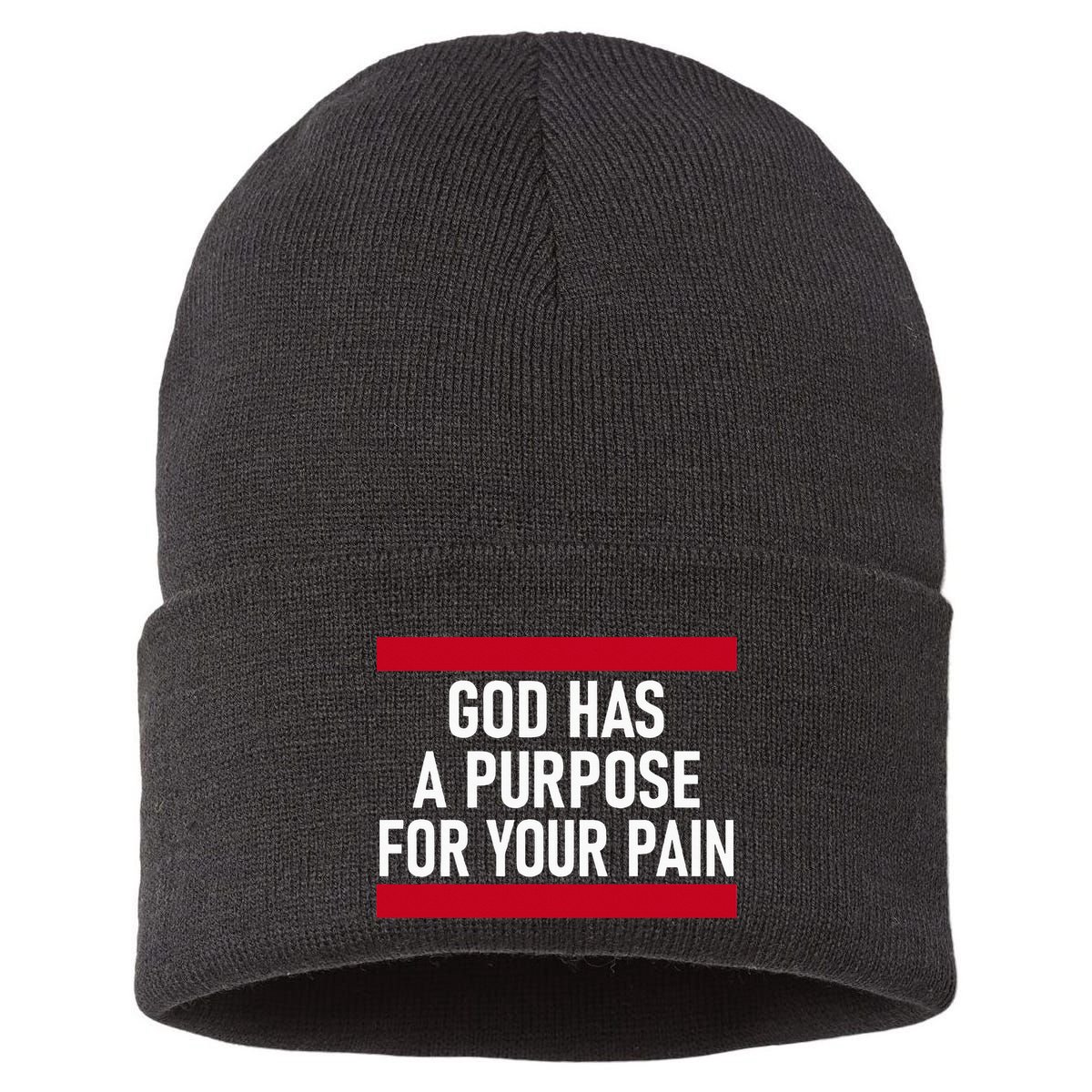 Religious God Has A Purpose For Your Pain Faith Based Gifts Sustainable Knit Beanie