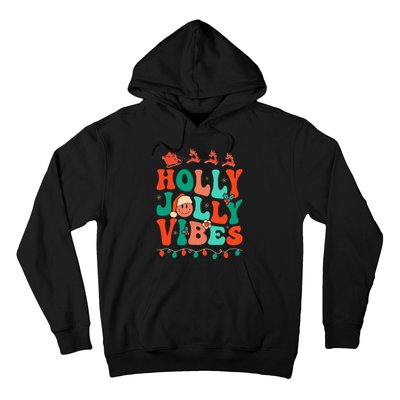 Retro Groovy Holly Xmas Jolly Vibes Christmas Hoodie