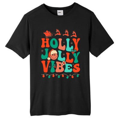 Retro Groovy Holly Xmas Jolly Vibes Christmas Tall Fusion ChromaSoft Performance T-Shirt