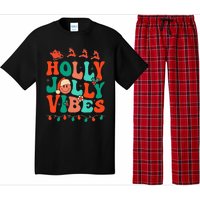 Retro Groovy Holly Xmas Jolly Vibes Christmas Pajama Set