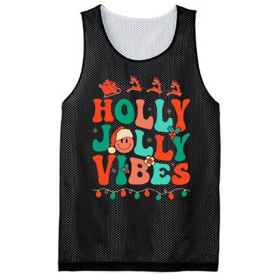 Retro Groovy Holly Xmas Jolly Vibes Christmas Mesh Reversible Basketball Jersey Tank