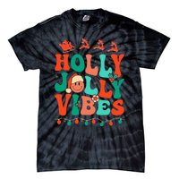 Retro Groovy Holly Xmas Jolly Vibes Christmas Tie-Dye T-Shirt